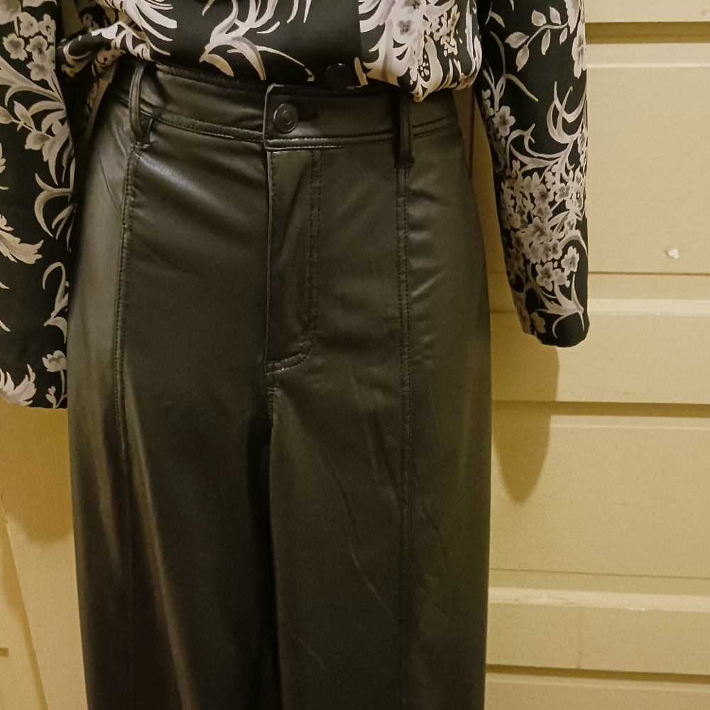 Women's Black Leather Like Pants